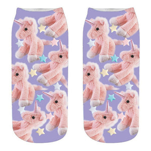 Pink Unicorn with Stars Socks
