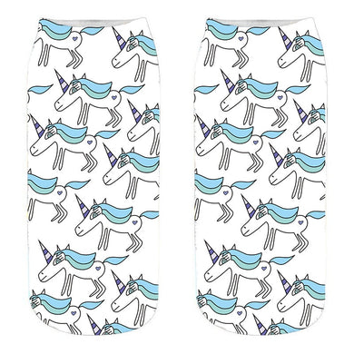 Blue and White Unicorn Socks