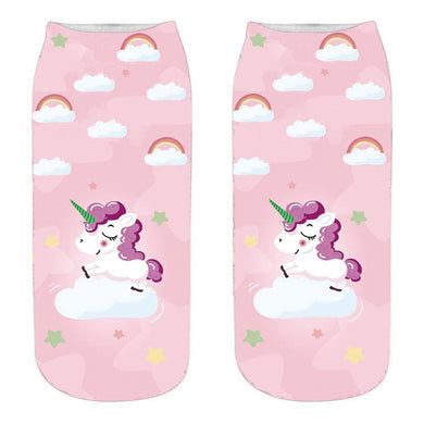 Pink with Unicorn in Clouds Socks