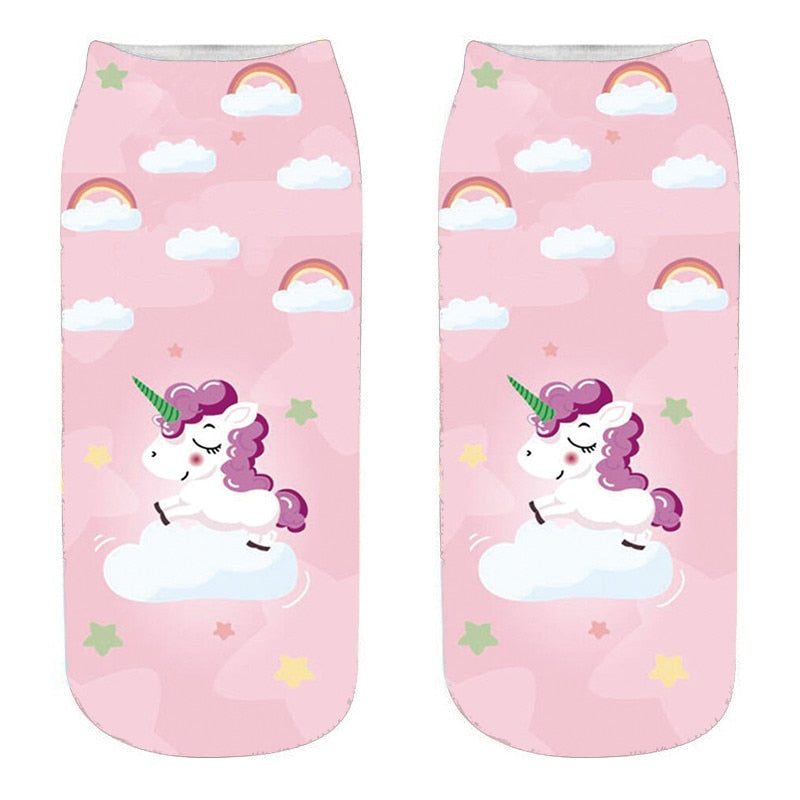 Pink with Unicorn in Clouds Socks