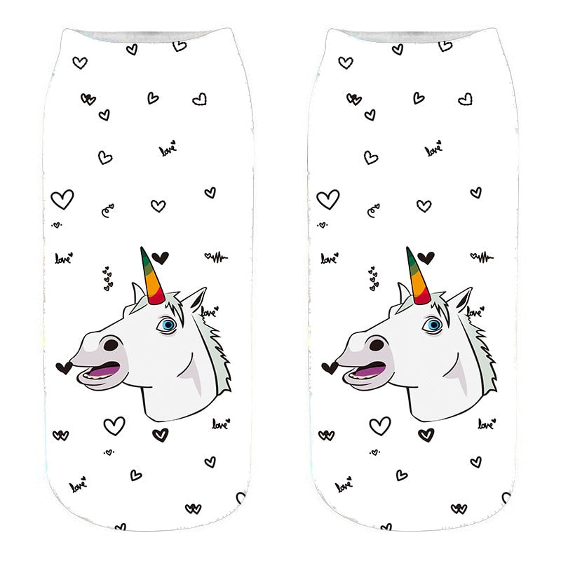 Rainbow and Hearts Unicorn Socks