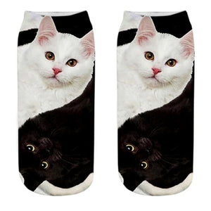 Black and White Cat Socks