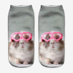 Pink Heart Glasses Hamster Socks