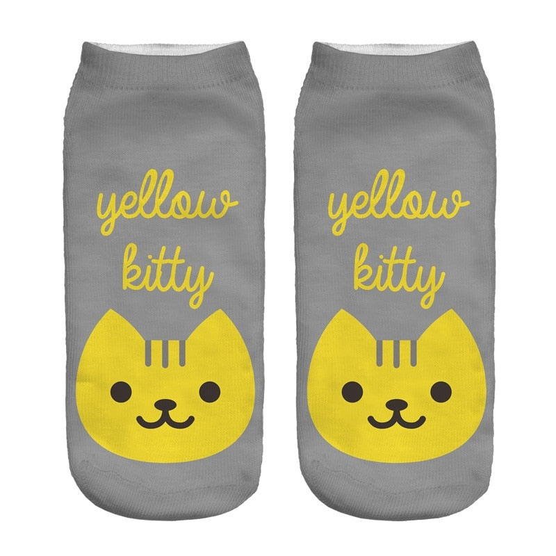 Yellow Kitty Cat Socks