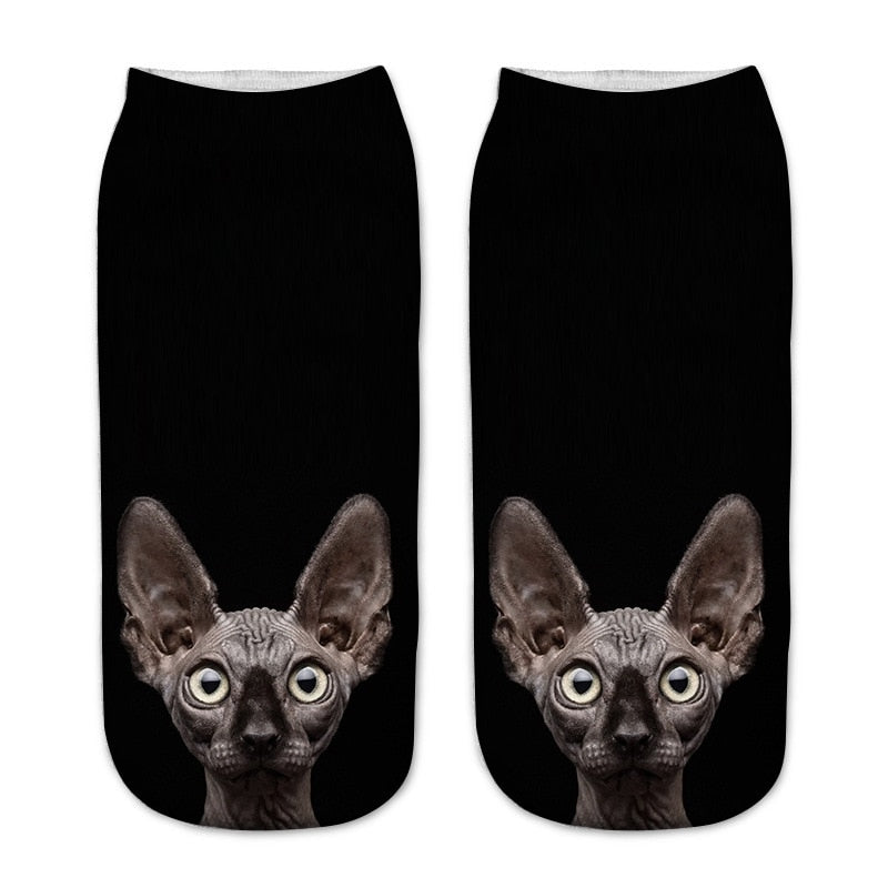 Black Hairless Cat Socks