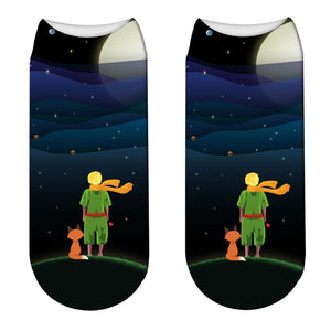 Little Prince Gazing at the Planets Socks