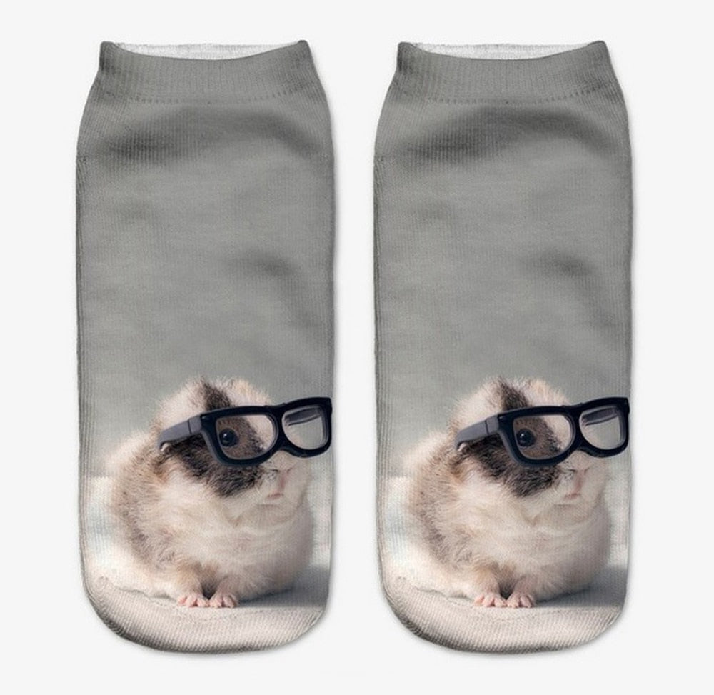 Black Glasses Hamster Socks