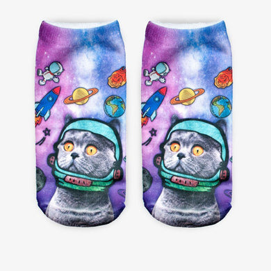 Colorful Astronaut Cat Socks