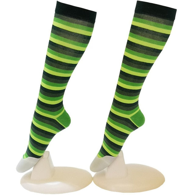 Women's Black and Green Striped St. Patrick's Days Socks
