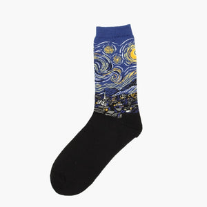 Starry Night Blue Painting Socks
