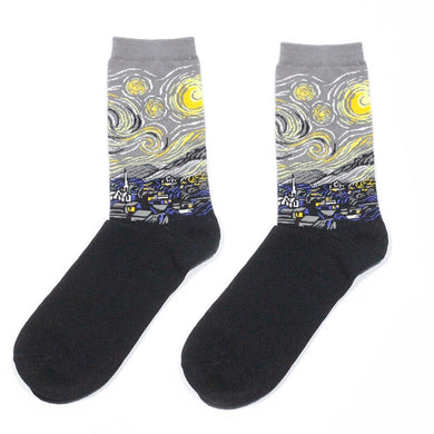 Starry Night Grey Painting Socks