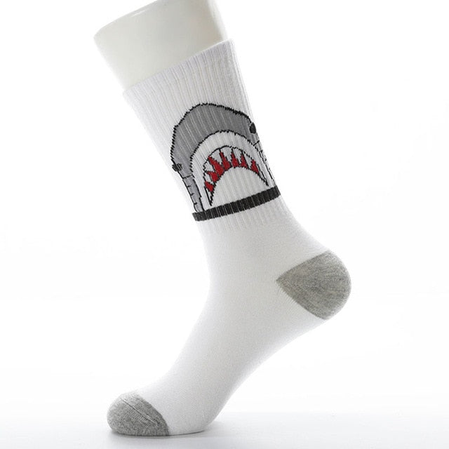 White Attacking Shark Socks