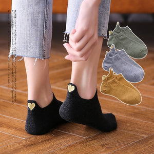 Cute Gold Heart Casual Socks